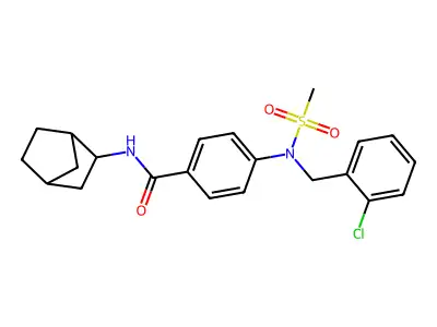 N-bicyclo[2.2.1]hept-2-yl-4-[(2-chlorobenzyl)(methylsulfonyl)amino]benzamide structure