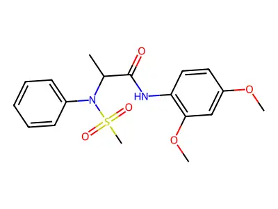 N-(2,4-dimethoxyphenyl)-2-(N-methylsulfonylanilino)propanamide structure