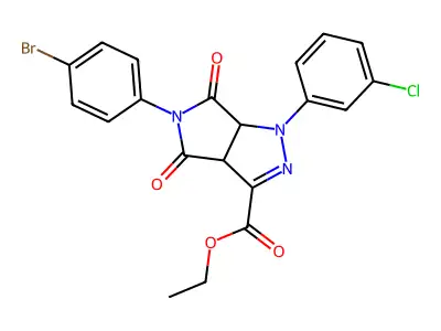 ethyl 5-(4-bromophenyl)-1-(3-chlorophenyl)-4,6-dioxo-1,3a,4,5,6,6a-hexahydropyrrolo[3,4-c]pyrazole-3-carboxylate structure