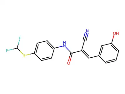 2-cyano-N-{4-[(difluoromethyl)sulfanyl]phenyl}-3-(3-hydroxyphenyl)prop-2-enamide structure