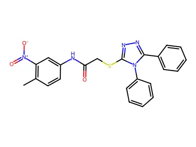 2-[(4,5-diphenyl-1,2,4-triazol-3-yl)sulfanyl]-N-(4-methyl-3-nitrophenyl)acetamide structure