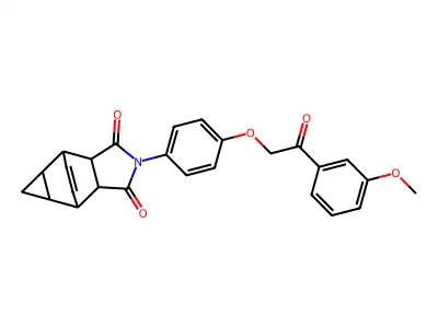 2-{4-[2-(3-methoxyphenyl)-2-oxoethoxy]phenyl}hexahydro-4,6-ethenocyclopropa[f]isoindole-1,3(2H,3aH)-dione structure