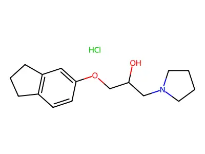 1-((2,3-dihydro-1H-inden-5-yl)oxy)-3-(pyrrolidin-1-yl)propan-2-ol hydrochloride structure
