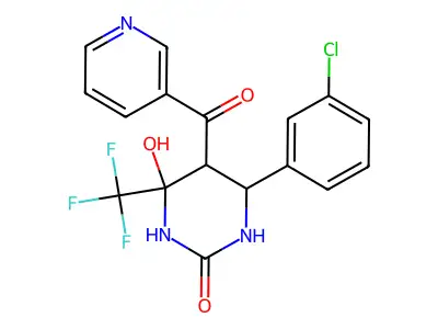 6-(3-chlorophenyl)-4-hydroxy-5-(pyridine-3-carbonyl)-4-(trifluoromethyl)-1,3-diazinan-2-one structure