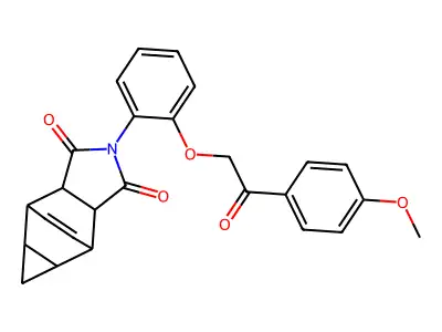 2-{2-[2-(4-methoxyphenyl)-2-oxoethoxy]phenyl}hexahydro-4,6-ethenocyclopropa[f]isoindole-1,3(2H,3aH)-dione structure