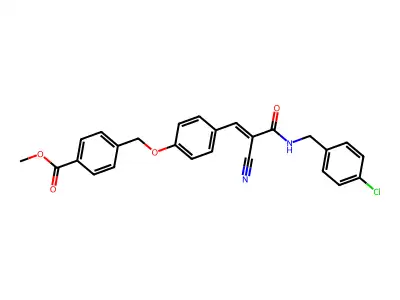Methyl 4-[[4-[2-[(4-chlorophenyl)methylcarbamoyl]-2-cyano-ethenyl]phenoxy]methyl]benzoate structure