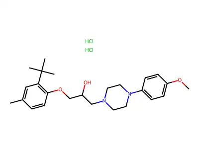1-(2-tert-butyl-4-methylphenoxy)-3-[4-(4-methoxyphenyl)piperazin-1-yl]propan-2-ol dihydrochloride structure