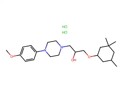 1-(4-(4-methoxyphenyl)piperazin-1-yl)-3-((3,3,5-trimethylcyclohexyl)oxy)propan-2-ol dihydrochloride structure