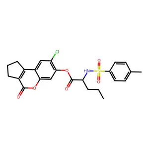 N-[(4-Methylphenyl)sulfonyl]-L-norvaline 8-chloro-1,2,3,4-tetrahydro-4-oxocyclopenta[c][1]benzopyran-7-yl ester structure