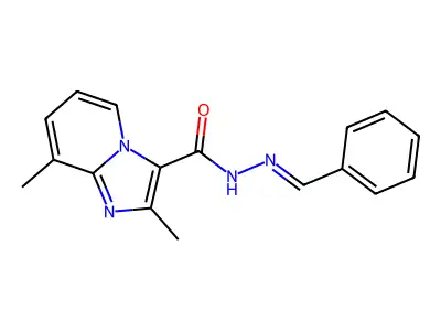 N-(benzylideneamino)-2,8-dimethylimidazo[1,2-a]pyridine-3-carboxamide structure