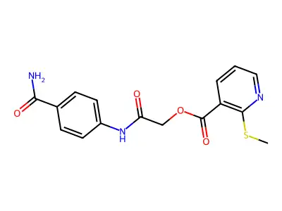 2-((4-Carbamoylphenyl)amino)-2-oxoethyl 2-(methylthio)nicotinate structure