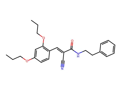 2-cyano-3-(2,4-dipropoxyphenyl)-N-(2-phenylethyl)prop-2-enamide structure