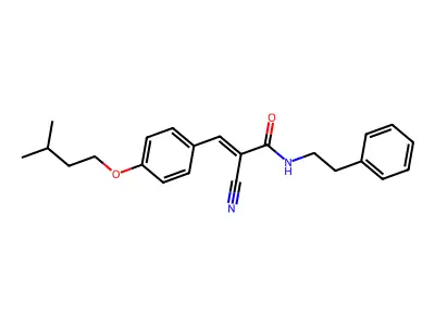 2-cyano-3-[4-(3-methylbutoxy)phenyl]-N-(2-phenylethyl)prop-2-enamide structure