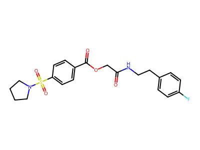 [2-[2-(4-Fluorophenyl)ethylamino]-2-oxoethyl] 4-pyrrolidin-1-ylsulfonylbenzoate structure