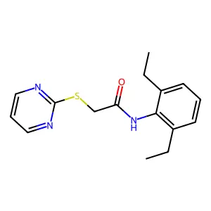 N-(2,6-diethylphenyl)-2-pyrimidin-2-ylsulfanylacetamide structure