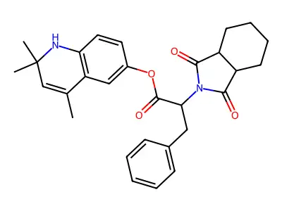 2,2,4-trimethyl-1,2-dihydroquinolin-6-yl 2-(1,3-dioxooctahydro-2H-isoindol-2-yl)-3-phenylpropanoate structure