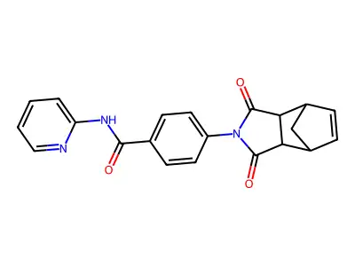 4-(3,5-dioxo-4-azatricyclo[5.2.1.0~2,6~]dec-8-en-4-yl)-N-(2-pyridinyl)benzamide structure