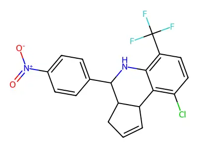 9-chloro-4-(4-nitrophenyl)-6-(trifluoromethyl)-3a,4,5,9b-tetrahydro-3H-cyclopenta[c]quinoline structure