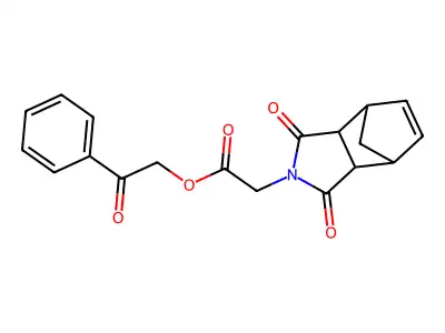 2-oxo-2-phenylethyl (1,3-dioxo-1,3,3a,4,7,7a-hexahydro-2H-4,7-methanoisoindol-2-yl)acetate structure