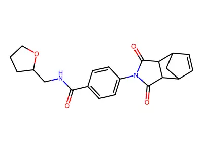4-(1,3-dioxo-1,3,3a,4,7,7a-hexahydro-2H-4,7-methanoisoindol-2-yl)-N-(tetrahydrofuran-2-ylmethyl)benzamide structure