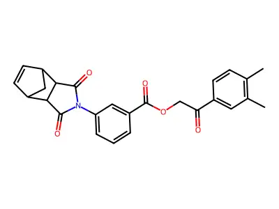2-(3,4-dimethylphenyl)-2-oxoethyl 3-(1,3-dioxo-1,3,3a,4,7,7a-hexahydro-2H-4,7-methanoisoindol-2-yl)benzoate structure