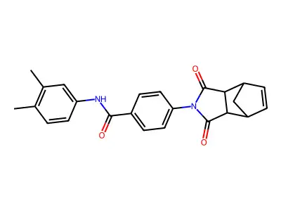 N-(3,4-dimethylphenyl)-4-(1,3-dioxo-1,3,3a,4,7,7a-hexahydro-2H-4,7-methanoisoindol-2-yl)benzamide structure