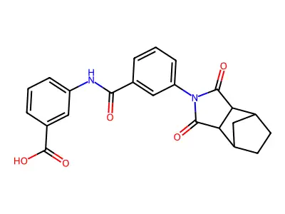 3-({[3-(1,3-dioxooctahydro-2H-4,7-methanoisoindol-2-yl)phenyl]carbonyl}amino)benzoic acid structure