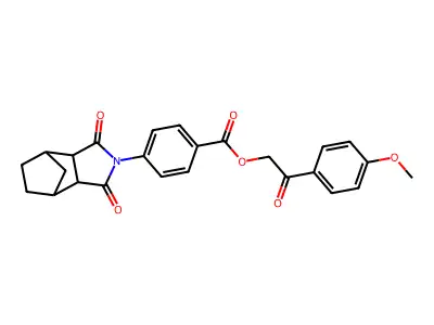 2-(4-methoxyphenyl)-2-oxoethyl 4-(1,3-dioxooctahydro-2H-4,7-methanoisoindol-2-yl)benzoate structure