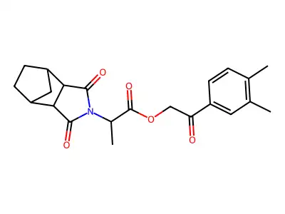 2-(3,4-dimethylphenyl)-2-oxoethyl 2-(3,5-dioxo-4-azatricyclo[5.2.1.0~2,6~]dec-4-yl)propanoate structure