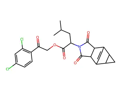 2-(2,4-dichlorophenyl)-2-oxoethyl 2-(1,3-dioxooctahydro-4,6-ethenocyclopropa[f]isoindol-2(1H)-yl)-4-methylpentanoate structure