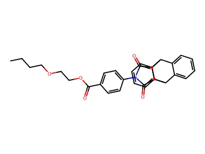 2-butoxyethyl 4-(16,18-dioxo-17-azapentacyclo[6.6.5.0~2,7~.0~9,14~.0~15,19~]nonadeca-2,4,6,9,11,13-hexaen-17-yl)benzoate (non-preferred name) structure