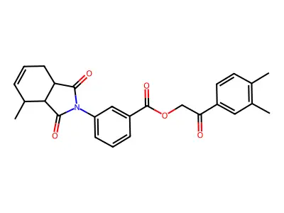 2-(3,4-dimethylphenyl)-2-oxoethyl 3-(4-methyl-1,3-dioxo-1,3,3a,4,7,7a-hexahydro-2H-isoindol-2-yl)benzoate structure