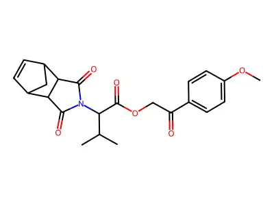 2-(4-methoxyphenyl)-2-oxoethyl 2-(1,3-dioxo-1,3,3a,4,7,7a-hexahydro-2H-4,7-methanoisoindol-2-yl)-3-methylbutanoate structure