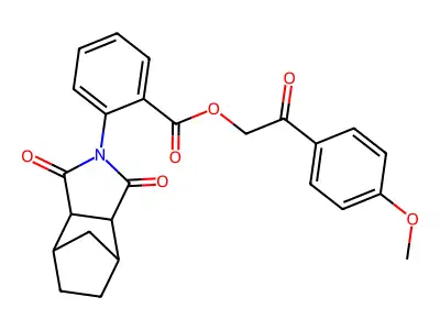 2-(4-methoxyphenyl)-2-oxoethyl 2-(1,3-dioxooctahydro-2H-4,7-methanoisoindol-2-yl)benzoate structure