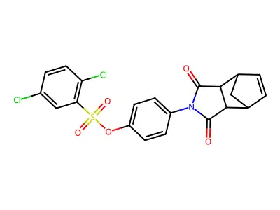 4-(1,3-dioxo-1,3,3a,4,7,7a-hexahydro-2H-4,7-methanoisoindol-2-yl)phenyl 2,5-dichlorobenzenesulfonate structure
