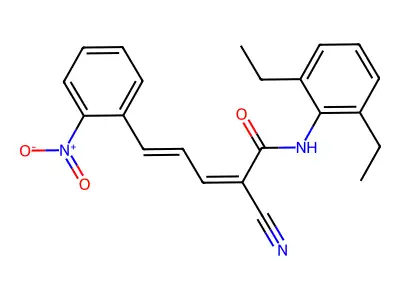 2-cyano-N-(2,6-diethylphenyl)-5-(2-nitrophenyl)penta-2,4-dienamide structure