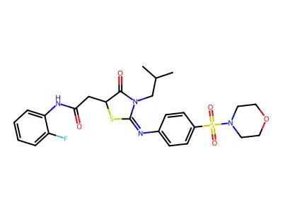 N-(2-Fluorophenyl)-3-(2-methylpropyl)-2-[[4-(4-morpholinylsulfonyl)phenyl]imino]-4-oxo-5-thiazolidineacetamide structure