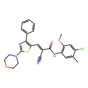 (Z)-N-(4-Chloro-2-methoxy-5-methylphenyl)-2-cyano-3-(2-morpholin-4-yl-4-phenyl-1,3-thiazol-5-yl)prop-2-enamide structure