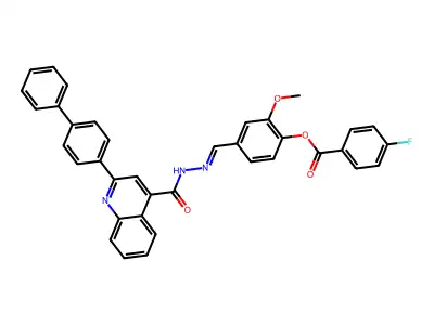 [2-methoxy-4-[[[2-(4-phenylphenyl)quinoline-4-carbonyl]hydrazinylidene]methyl]phenyl] 4-fluorobenzoate structure