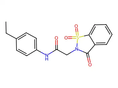 2-(1,1-dioxido-3-oxo-1,2-benzothiazol-2(3H)-yl)-N-(4-ethylphenyl)acetamide structure