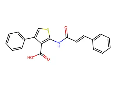 4-phenyl-2-[[(E)-3-phenylprop-2-enoyl]amino]thiophene-3-carboxylic acid structure