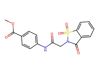 methyl 4-(2-(1,1-dioxido-3-oxobenzo[d]isothiazol-2(3H)-yl)acetamido)benzoate structure