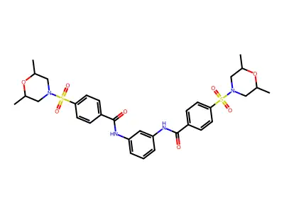N,N'-(1,3-phenylene)bis(4-((2,6-dimethylmorpholino)sulfonyl)benzamide) structure