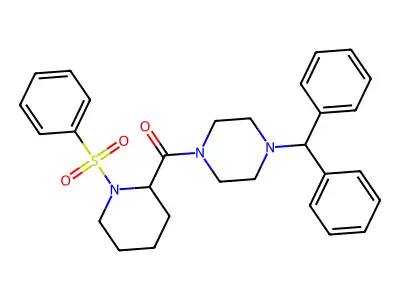 1-[1-(Benzenesulfonyl)piperidine-2-carbonyl]-4-(diphenylmethyl)piperazine structure