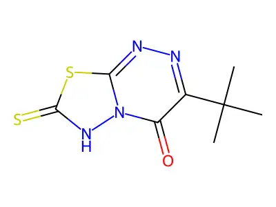 3-tert-butyl-7-sulfanyl-4H-[1,3,4]thiadiazolo[2,3-c][1,2,4]triazin-4-one structure