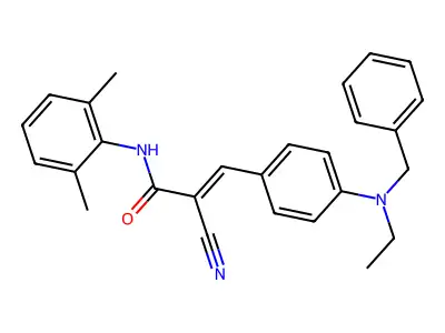 (E)-3-[4-[benzyl(ethyl)amino]phenyl]-2-cyano-N-(2,6-dimethylphenyl)prop-2-enamide structure