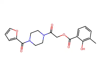 [2-[4-(Furan-2-carbonyl)piperazin-1-yl]-2-oxoethyl] 2-hydroxy-3-methylbenzoate structure