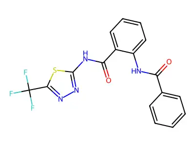2-benzamido-N-[5-(trifluoromethyl)-1,3,4-thiadiazol-2-yl]benzamide structure