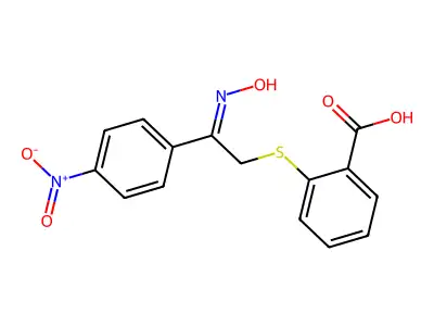 2-[2-hydroxyimino-2-(4-nitrophenyl)ethyl]sulfanylbenzoic Acid structure