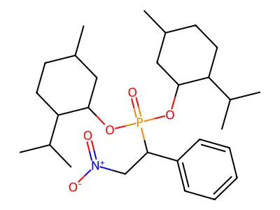 [1-Bis[(5-methyl-2-propan-2-ylcyclohexyl)oxy]phosphoryl-2-nitroethyl]benzene structure
